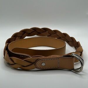 Brown braided leather belt size small